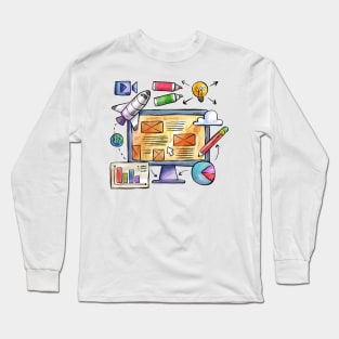 Web Design Watercolor Long Sleeve T-Shirt